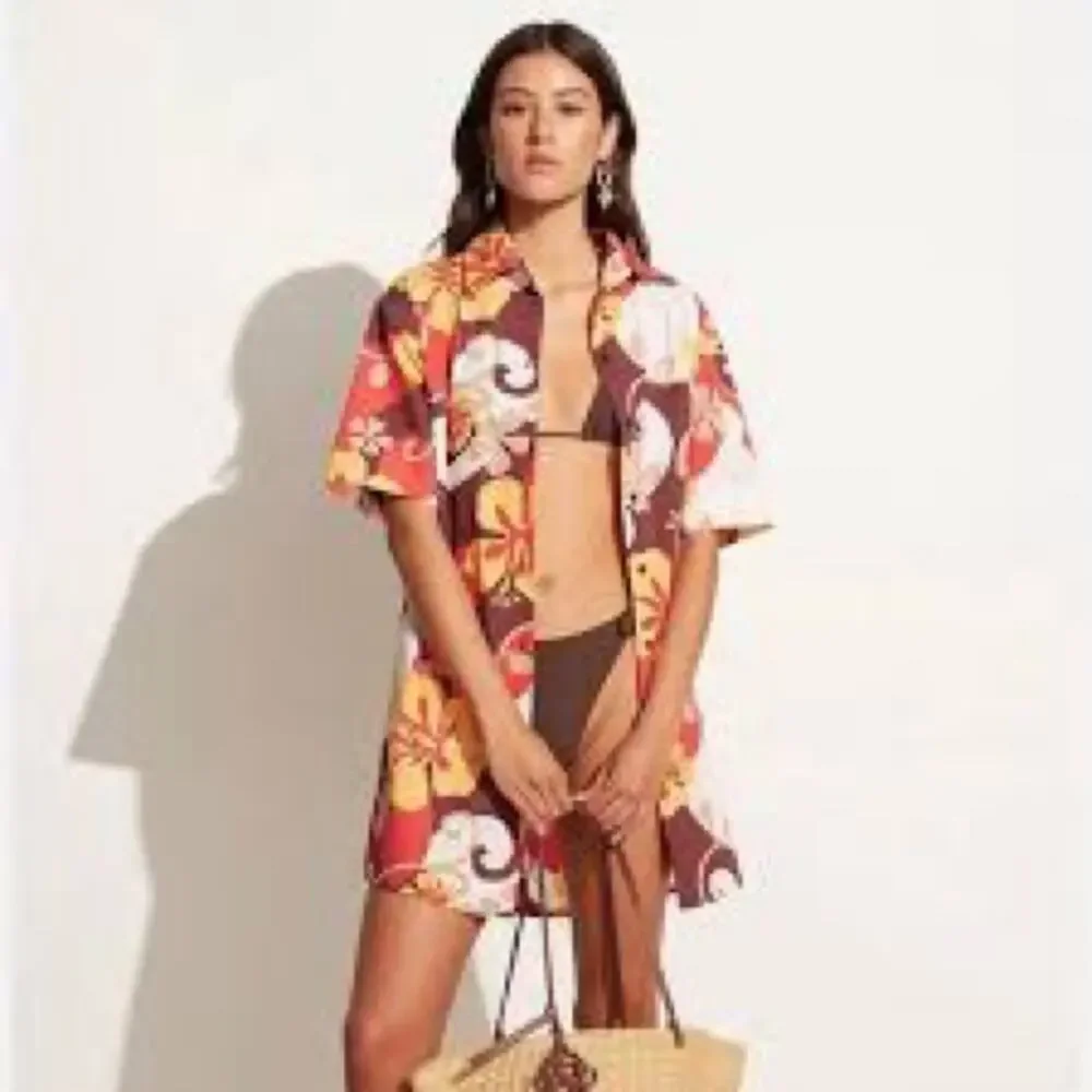 Faithfull the Brand "Tropicana" Cotton Shirt Dress Cover Up retail 189.00 USA 4 - Picture 4 of 7